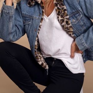 Levi’s oversized reversible leopard denim jacket
